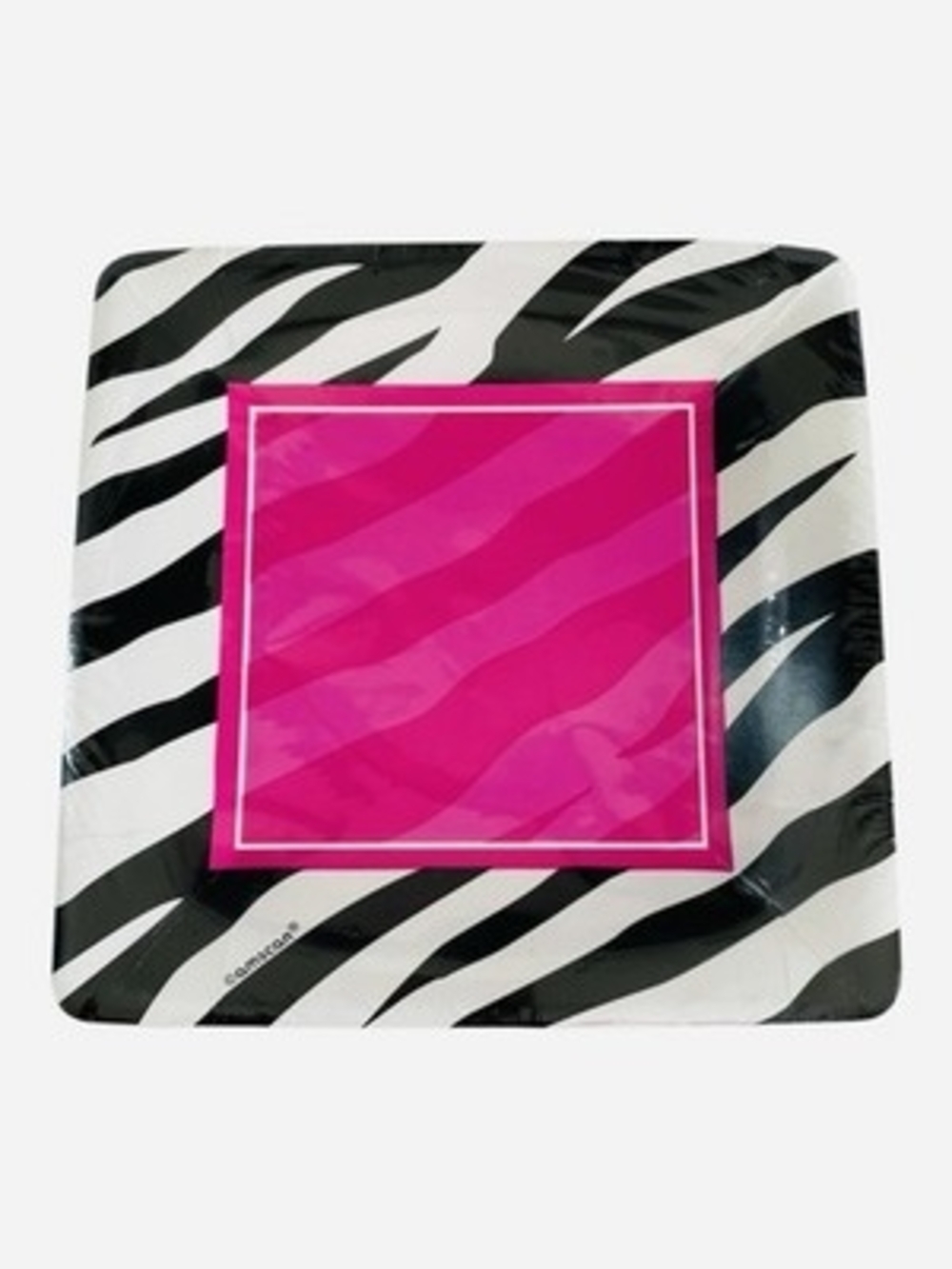 Amscan Zebra Party Pink Square Paper Plates Lot of 2 Packs 16pc 7in NIP